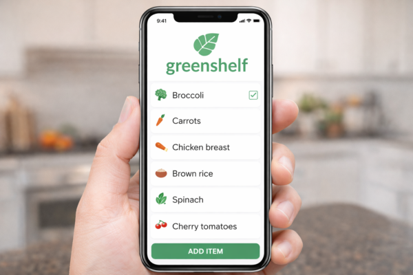 Illustration montrant l'utilisation de l'application greenshelf